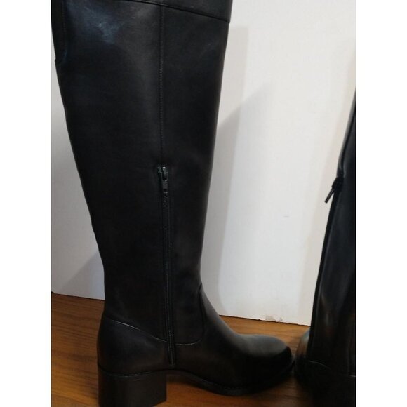 INC International Concepts Karmennl Black Leather Over-Knee-High Boots Size 7 - Picture 11 of 13
